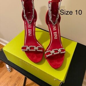 Gianni Bini Red Stiletto Heels with Chain Detail